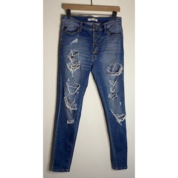 Kancan Button Fly Distressed Skinny Jeans Size 28 - Picture 1 of 13